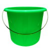 Green 15L Household Plastic Bucket with Metal Handle