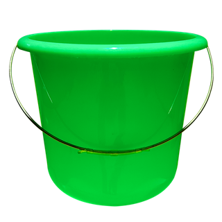 Green 15L Household Plastic Bucket with Metal Handle