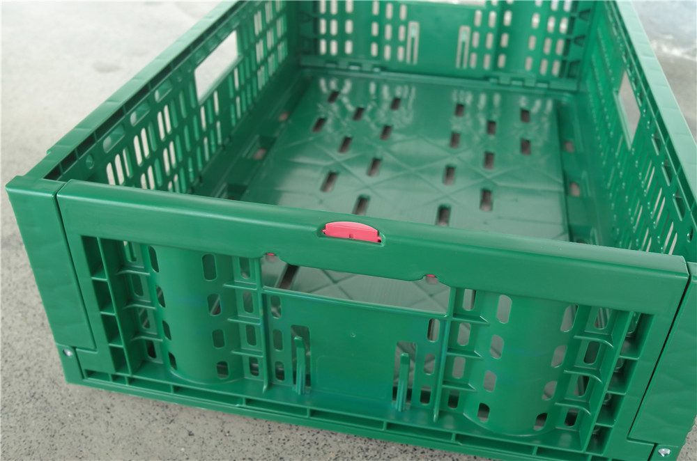 600x400x170mm Green plastic collapsible crate ad vegetabilis et fructus repono