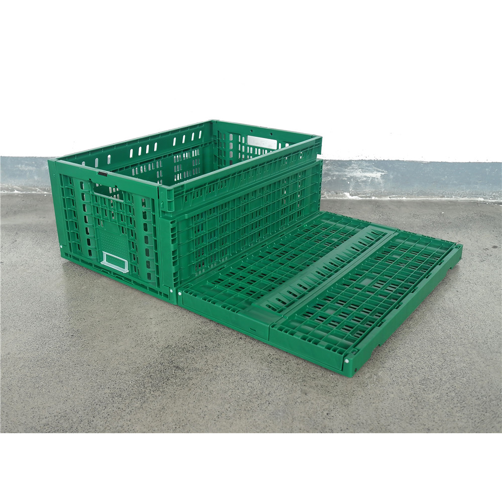 600x400x260mm Green plastic collapsible crate ad vegetabilis et fructus repono