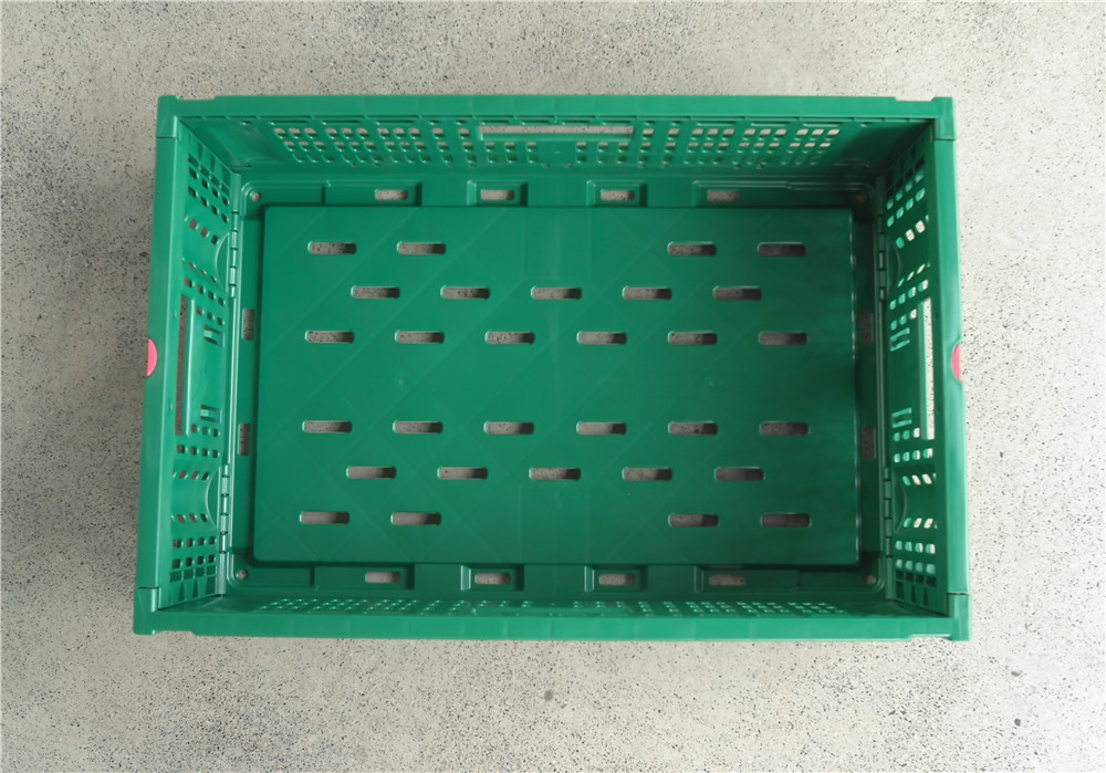 600x400x170mm Green plastic collapsible crate ad vegetabilis et fructus repono
