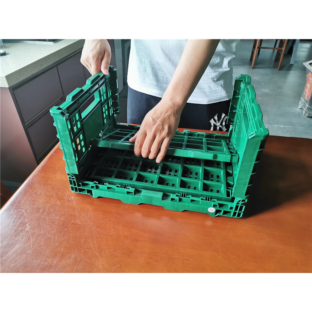 400x300x220mm Green plastic collapsible crate ad vegetabilis et fructus repono