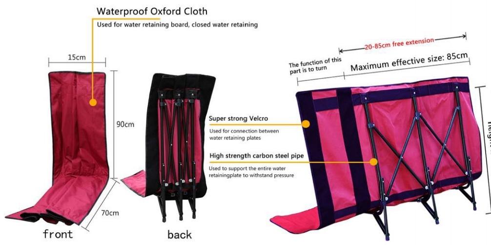 90cm high L-shaped retractable flood barrier