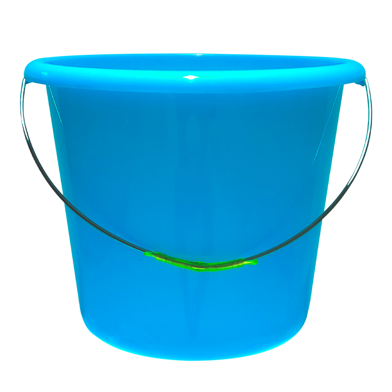 Blue 13L Household Plastic Bucket with Metal Handle