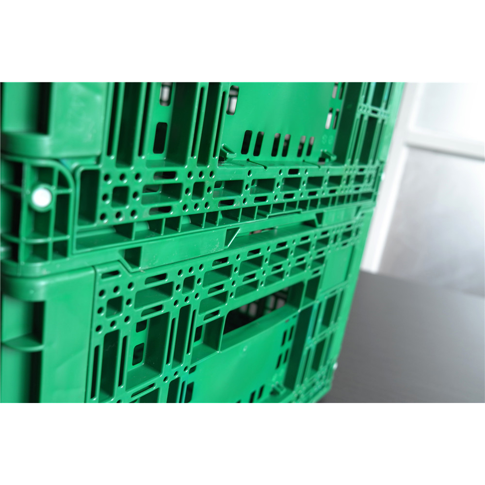 600x400x220mm Green plastic collapsible crate ad vegetabilis et fructus repono
