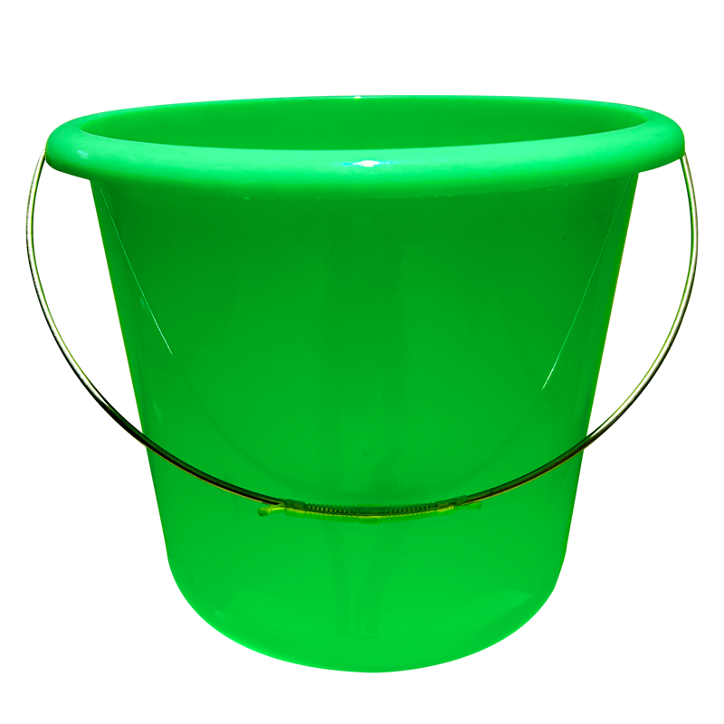 Green 17L Household Plastic Bucket with Metal Handle