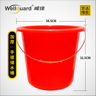 Red 19L Household Plastic Bucket with Metal Handle