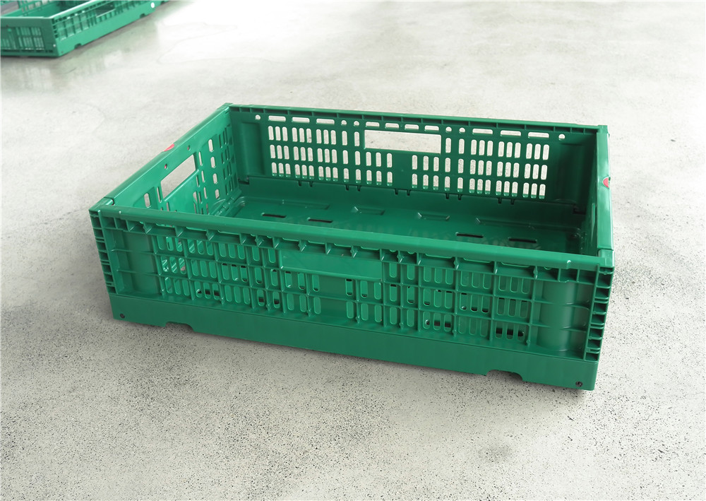 600x400x170mm Green plastic collapsible crate ad vegetabilis et fructus repono