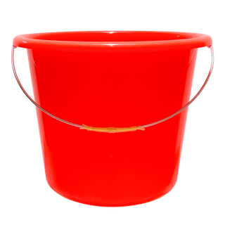Red 15L Household Plastic Bucket with Metal Handle