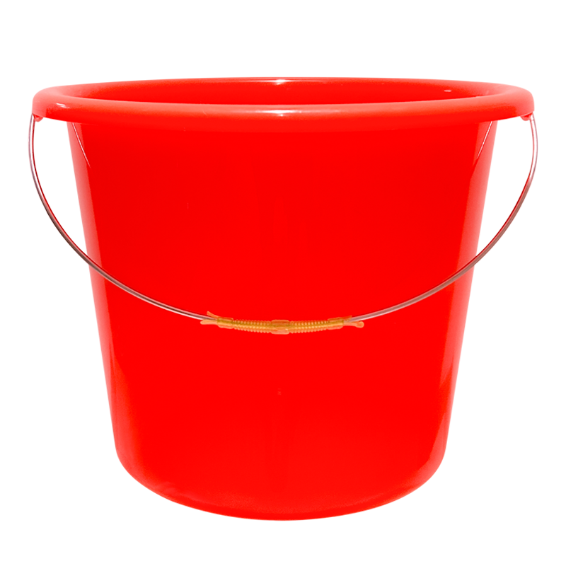 Red 15L Household Plastic Bucket with Metal Handle