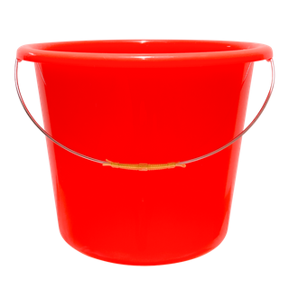 Red 17L Household Plastic Bucket with Metal Handle
