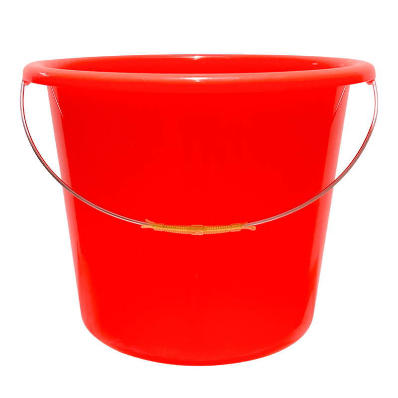 Red 17L Household Plastic Bucket with Metal Handle