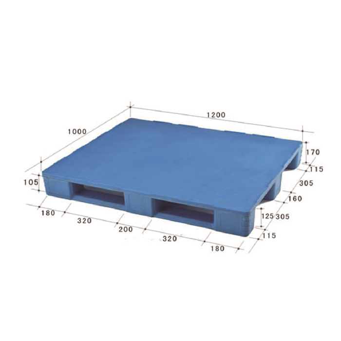 120*100*17cm 3 Runners Rackable Plastic Flat Pallet