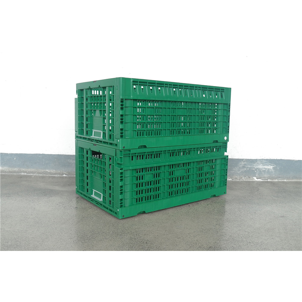 600x400x260mm Green plastic collapsible crate ad vegetabilis et fructus repono