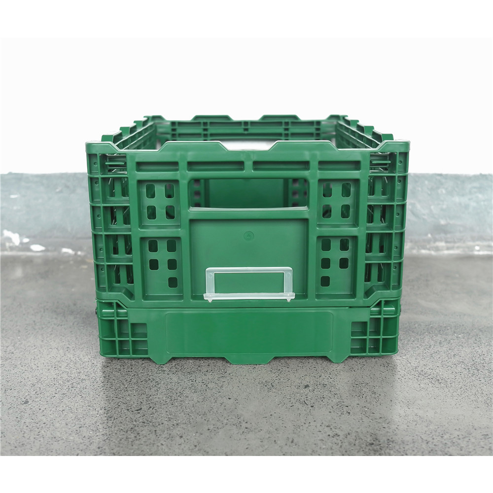 400x300x220mm Green plastic collapsible crate ad vegetabilis et fructus repono